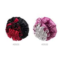 Double Layer Satin Sleep Cap For Women, Hair Protection Anti-Frizz Beauty Bonnet With Ruffle Edge - Double-layer Satin Sleep Cap - View 5