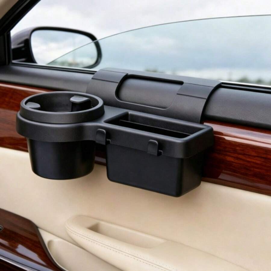 多功能汽車收納盒,附杯架、飲料架、側門窗手機槽與懸掛收納架,耐用 ABS 材質,易於安裝,省空間設計 - 黑色 - 查看 1