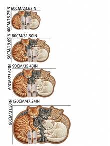 1pc Cute Sleeping Cat Ball Door Mat, Small Rug, Carpet, Runner Rug, Floor Mat, Home Decor, Area Rug, Outdoor Mat, Home Decor, Area Carpet, Bedroom Carpet, Washable Carpet - Multicolor - View 5
