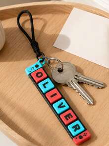 1pc Personalized PLA Game Controller Keychain - Red & Blue Block Letter Customized Name Bag Charm (With Wrist Strap), Suitable As Birthday, Graduation Or Travel Gift, Unique Design - Multicolor - View 5