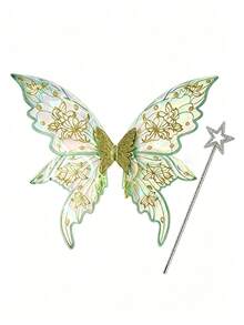 Shiny Butterfly Fairy Wings Costume Set, With Flower Crown, Elf Ears And Magic Wand. Suitable For Halloween Role-Playing And Party Events. - Multicolor - View 7