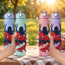 1pc Cute Cartoon Water Bottle, Leak-Proof Plastic Sports Water Bottle, Adorable Personalized Gift, Suitable For Outdoor Hiking, Back To School Season Thoughtful Gift For Friends, Holiday Gift Choice, Also Applicable For School Or Office Use, Excellent Gift Option. - Multicolor - View 4