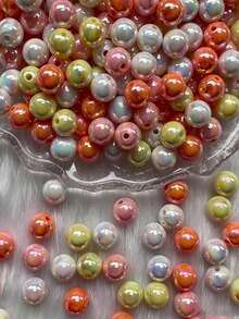 10mm 4‑Color Mixed Pack Aurora AB Iridescent Round Acrylic Loose Beads, Large Hole Spacer Beads For DIY Bracelet Keychain Phone Charm Jewelry Making Supplies - Multicolor - View 6