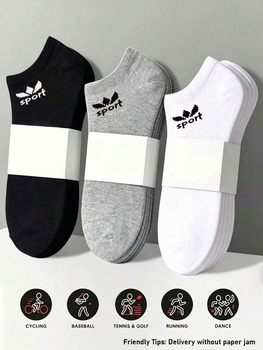 5/10/20 Pairs Random Color Sports Short Socks, Back To School Autumn Holiday Women's Gift, Halloween Autumn Essential Daily Wear, Suitable For All Seasons - Multicolor - View 1