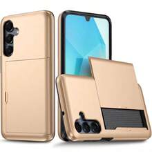 防震 2 合 1 PC 卡槽手機殼，相容 Apple 18 Pro Max 18 Pro 17 Pro Max 17 Pro 17e 16E 15 14 13 12 11 7 8 XR X/XS XS Max，相容 Galaxy S26 Ultra S25 Ultra A37 A57 A56 A55 A17 S25 FE S26 FE A14 A15 A16 A26 A36 A35 A25，亦相容 P30 P30 Pro，2 合 1 防震手機保護殼，附卡槽錢包設計 - 金色 - 查看 9