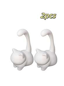 1/2pcs Minimalist Cat Ring Holder, Desktop Jewelry Display Stand, Vanity Decor Ornament, Small Accessory Organizer, Home Aesthetic Decor - Multicolor - View 11