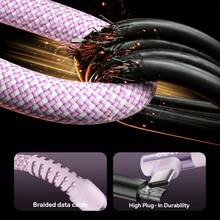 Tzlrxl High-Speed 60W PD Charging Cable, Dual USB-C Interface, 90° Bend Plug, Enhanced Nylon Braided, Multiple Colors And Lengths Available - Pink - View 6