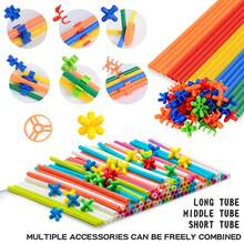 Children's Colorful Multi-Functional Straw Building Blocks Connector Pieces, Space Construction, DIY Handmade Assembly Toy, Random Color - Multicolor - View 1