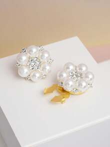 6Pcs Set Faux Pearl Shirt Button Covers Flower Cuff Links Sleeve Button Covers Chic Clothing Decor Accessories - Flowers - View 12