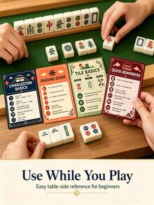 American Mahjong Beginner Reference, Mahjong Manual With Scorecard And 4 Quick Reference Cards, Easy-To-Read Mahjong Learning Aid, Suitable For Adults, Seniors, Game Night, Charleston, Tile Basics And Scoring - Multicolor - View 7