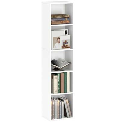 Estantería de 5 niveles con estantes ajustables para salón, dormitorio u oficina, 30x24x133,5 cm, blanca.