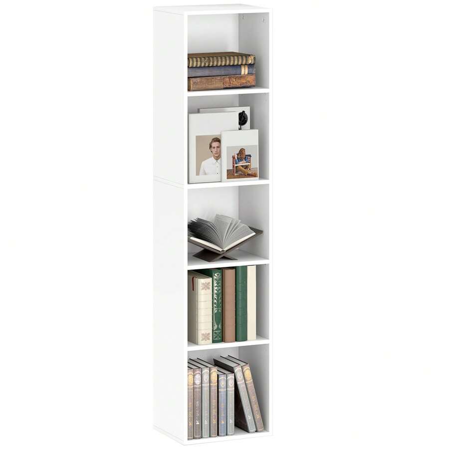 Estante de 5 Prateleiras Ajustáveis para Sala de Estar, Quarto e Escritório, 30x24x133,5cm, Branca - A - Ver 1