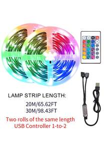 RGB LED Light Strip, Color Changing Adjustable, With Remote Control, USB Powered, Flexible Design, Suitable For Living Room, Bedroom, Party, Holiday, Halloween, Christmas Decoration - Multicolor - View 10