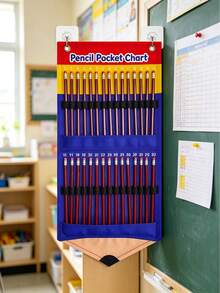 Pencil-Shaped Design Classroom & Office Storage Hanging Bag, Holds Up To 30 Pencils Each, Hanging Pencil Storage Bag, Classroom Wall-Mounted Organizer, Student Office Stationery Organizer, Suitable For Home, Classroom, Office, Library Storage - Pencils Not Included - A - View 1