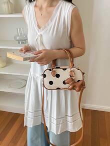 2026 Autumn Fashion Polka Dot Women's Handbag, Commuter Versatile Niche Design Large Capacity Bowling Bag - Khaki - View 7