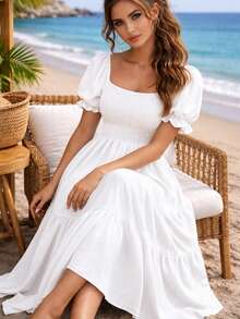 Women Long Dresses - White - View 3