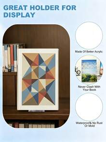 8pcs Acrylic Book Display Stand Adjustable Transparent Book Display Rack Easel Holder Suitable For Home Office Back To School Library Bookshelf Manga Collection Album CD Magazine Postcard Artwork - Multicolor - View 8