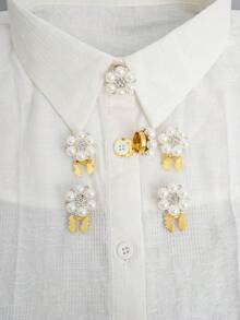 6Pcs Set Faux Pearl Shirt Button Covers Flower Cuff Links Sleeve Button Covers Chic Clothing Decor Accessories - Flowers - View 10