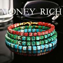Red Emperor Jade Beaded Wealth Bracelet, 3 Colors, Symbolizing Wealth, Abundance And Prosperity. Handmade Natural Stone Jewelry, Suitable For Daily Wear And Gift Giving - Multicolor - View 1