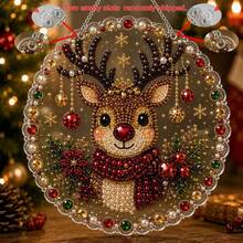 Christmas Pearl And Diamond Sunlight Capture Set, Thickened 3d Design, Diy Craft | Pre-Installed Metal Chain, Lace-Trimmed Acrylic Round Plate, 3d Mixed-Size Pearl Bead Crafts, Festive Window And Wall Decorations. - A - View 17