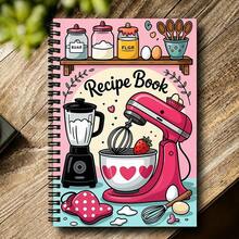 1Pc, Cute Cartoon Kitchen Theme, Spiral Recipe Book, Recipe Book With Pink Mixer And Blender Illustration, 21Cm X 14.5Cm, A5 Format, Cooking Notes Organizer, 30 Sheets (60 Pages) Perfect Gift For Home Bakers - Rectangle - View 5
