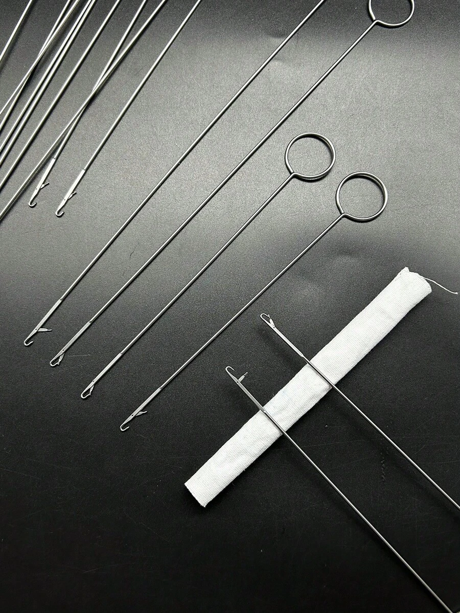 Long Metal Rod Flip Hook, Tongue-Style Design For Easy Folding Of Various Tubular Fabric Strips, Ribbons And Elastic Cords, Available In 17.5cm And 26.5cm Lengths, Suitable For Clothing Repair, Hand Knitting, Fabric DIY And Other Creative Projects - Belt Flip Tool - View 1