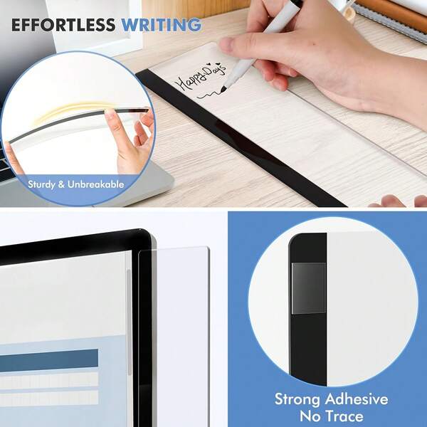 2pcs Computer Monitor Memo Board, Monitor Sticky Note Holder, Right Side Monitor Memo Board, Computer Monitor Adhesive Memo Clip, Office Desk Enhanced Equipment Memo Board