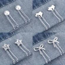 Set Of 8 Multifunctional Clothing Clips – Metal Star, Heart, And Ribbon Designs – Clips For Cinching Pant Hems And Securing Sleeves – Universal Use For Shirts And Pants – Creative Decorative Buckle-Chain Clips – Pant Hem Shortening And Organizing Tools - Multicolor - View 11