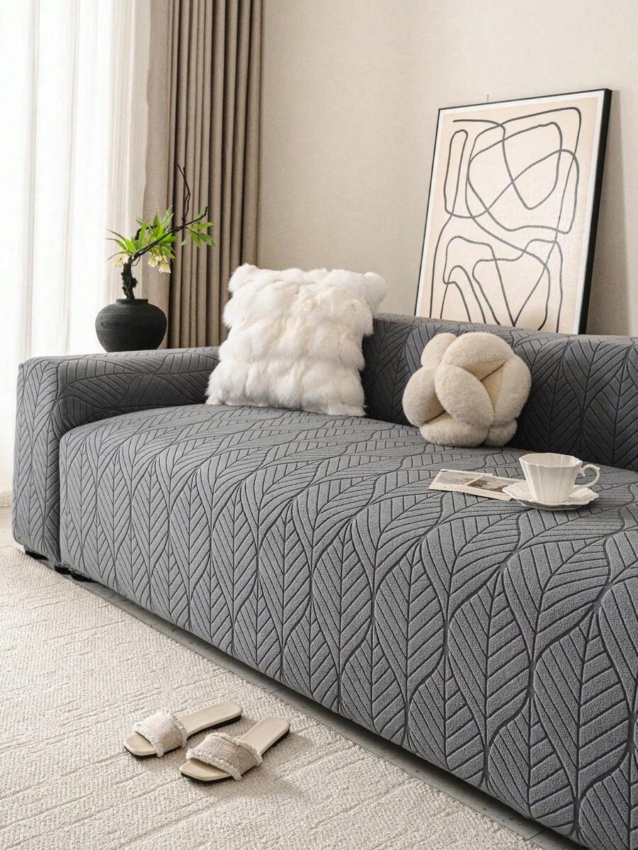 1 pieza Funda de sofá 3D, protector de sofá multifuncional de cobertura completa, funda elástica de una pieza para decoración festiva, apta para sofá de 1/2/3/4 plazas - Gris Oscuro - Ver 1