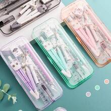 1 Set Student Compass And Ruler Set, Triangle Ruler, Protractor, Drawing Tools, Student Exam And Learning Stationery, Triangle Board, Professional Drawing Ruler, Multi-Function Clip Pen Style. 1 Set = (9 Pieces) - Multicolor - View 3