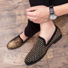 Men's Metal Rivet Pointed Toe Loafers, Comfortable Shoes Suitable For Party, Stage, Banquet, Nightclub, Date, Gathering, Travel, Street, Daily Occasions - Gold - View 10