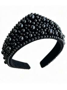 Halloween Crown Pearl Sponge Headband, Versatile Premium Wide-Rim Hair Accessory - Multicolor - View 10