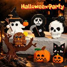 6pcs Halloween Party Gift Box Set Series, Building Block Toy Set, ABS Material. Carnival 6pcs Gift Box Discount Set Available For Selection, Includes: Pumpkin, Skull, Ghost, Witch, Grim Reaper, Vampire And Other Elements, Halloween Christmas And Other Major Holiday Discount Gifts. - Multicolor - View 2