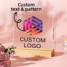 Customizable Acrylic Sign With Wooden Stand - Personalized Desktop Decor, Suitable For Businesses, Indoor And Outdoor Use, No Electricity Required - Multicolor - View 10