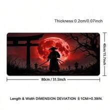 1pc Red Swordsman Large Gaming Mouse Pad, Black Silhouette Extended Desk Mat, Office Desk Accessory Non-Slip Computer Pad, Rubber Base Laptop Keyboard Pad, Durable Spill-Proof For Home Office Gaming - View 13