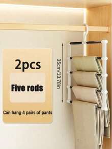 1/2pcs Multi-Layer Multi-Function Pants Rack, Space-Saving Folding Design, Effectively Organizes Wardrobe, Suitable For Jeans, Leggings And Casual Pants Storage, Non-Slip Pants Rack For Home Use, Easy To Assemble, Holiday Preparation Choice - Multicolor - View 12