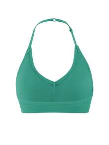 1pc Women Casual Comfortable Backless Bra, Wireless, Solid Color - Green - View 3