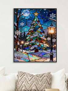 DIY Stained Glass Christmas Tree Snow Scene (8x12 / 16x20 Inches) Paint By Numbers Kit(Acrylic) Arts & Crafts For Adult Beginners, Home Wall Decor, And Holiday Gifts, Best Seasonal Home Art Projects - Sets - View 5