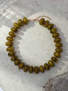 1 Fashionable Minimalist Dopamine Candy Colored Exaggerated Bead Necklace, Suitable For Daily Wear - Olive Green - View 4