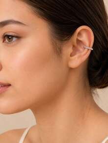 1 Pc Minimalist Vintage S925 Sterling Silver Hypoallergenic Twisted Rope Texture Ear Cuff For Women, Daily Dating Party Wear With Gift Box - Knot Ear Cuff (Single) - View 4