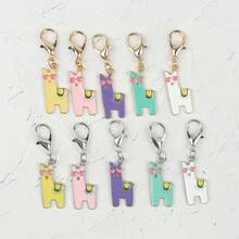 10pcs Gold & Silver Alpaca And Flower Keychain Set, Car Key Accessories Pendant, Fashionable Bag Charm For Daily Wear, Family Fun Souvenir, Creative Birthday Gift For Friends - Multicolor - View 4