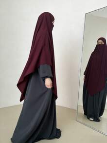 قطعة واحدة من شال جيرسيه سادة كبير الحجم، حجاب مريح للنساء، للارتداء اليومي مع العباءة للفستان - متعدد الألوان - مشاهدة 11