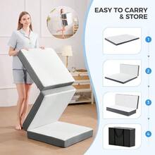 Trifold Mattress, 3 Inch Foam Foldable Mattress With Washable Cover, Tri-Folding Floor Bed Camping, Twin XL - White + XL + 3 Inch - View 6