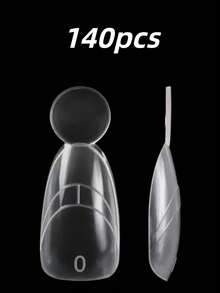 140 Sets Sandwich-Style Nail Extension Molds, Curved Short Almond Crystal Rhinestone Nail Tips, Double-Layer Nail Molds, Nail Art Tools - Clear - View 7