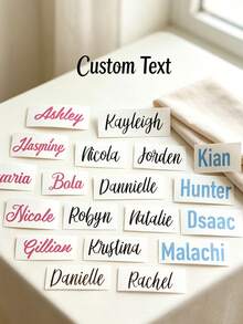1pc Personalized Customized Name/Photo Label Sticker, 3-6 Inch Label, Name Decal, Photo Sticker, Customized Decal Sticker, Name Sticker, Date Sticker, Handmade, Handwritten Style, Wedding Sticker, Customizable Holographic Name Sticker Wedding Favor - Multicolor - View 5
