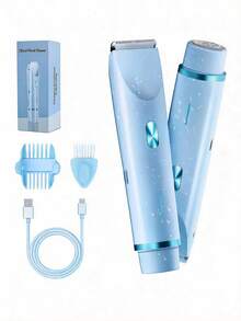2-In-1 Women's Electric Body Trimmer & Bikini Trimmer, Rechargeable Ceramic Blade Rotary Shaver, Detachable And Washable, Suitable For Sensitive Areas, Underarms, Legs And Facial Hair, USB-C Interface, Wireless Portable Travel Design - Size - View 14