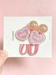10PCS Cute Sparkly Glitter Cartoon Hair Ties For Little Girls, Bear Rabbit Heart Star Design Elastic Hair Bands, Princess Style Kids Hair Accessories - Multicolor - View 6