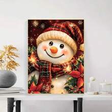 1PC DIY 5D Diamond Painting Kit Christmas Snowman Pattern - Round Full Diamond Art Mosaic Craft, Home Wall Decor, Frameless - No Frame - View 3