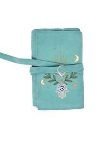 Tarot Card Pouch Star Moon Evil Eye Velvet Tarot Bag, Tarot Card Storage Roll Bag, Divination Card Storage Bag, Board Game Card Protective Case, Scroll-Style Card Bag, Suitable For Divination Enthusiasts, Occult Players, Perfect For Halloween, Birthday Holiday Gifts, Dust-Proof And Scratch-Resistant Card Protection, Home Meditation Gathering Tie-Wrap Card Storage Bag With Fatima Hand Pendant - Multicolor - View 16