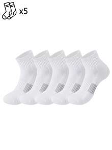 1/5/10/20 Pairs Men's Mid-Calf Socks, Mesh Comfortable Sports Socks, Striped Non-Slip Shock-Absorbing Sole, Simple Casual Socks - Multicolor - View 14